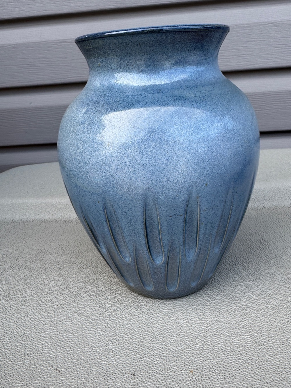 Studio Blue Glazed Art Pottery Vase M Cox Signed ‘91 Handmade MCM